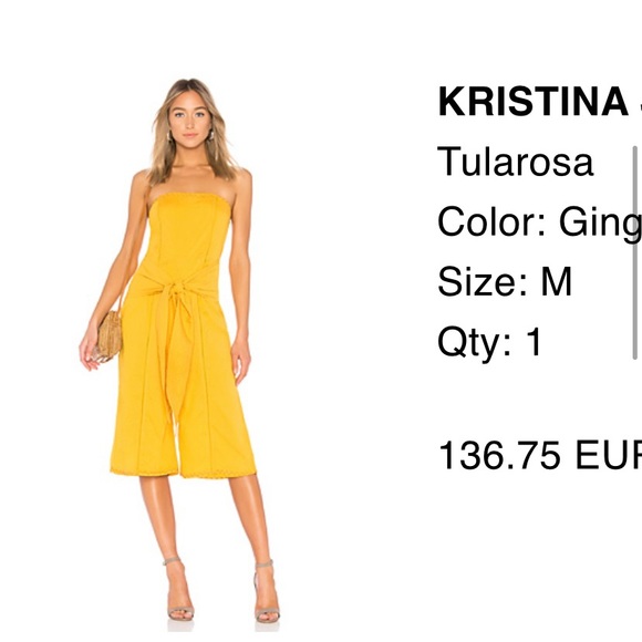 Tularosa Pants - TULAROSA Yellow Strapless Jumpsuit